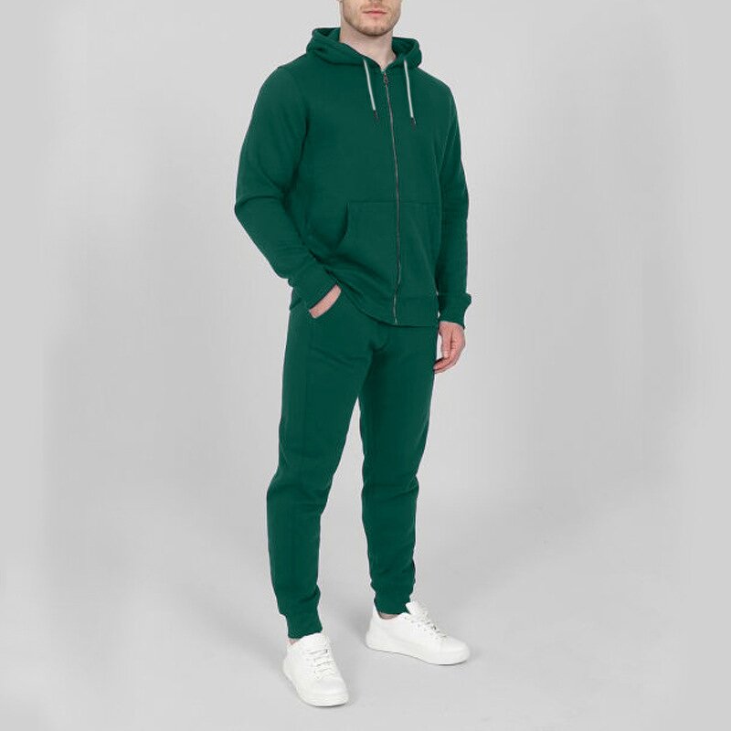 Men Tracksuit Manufacturer - Custom Solid Thick Zipper Hoodie Pants 4XL Set