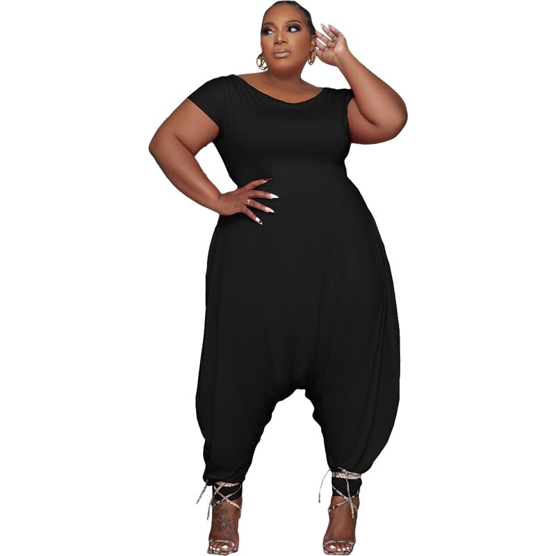 Plus Size Jumpsuit Manufacturer - Wholesale Wide Leg Romper Bodysuit 4XL