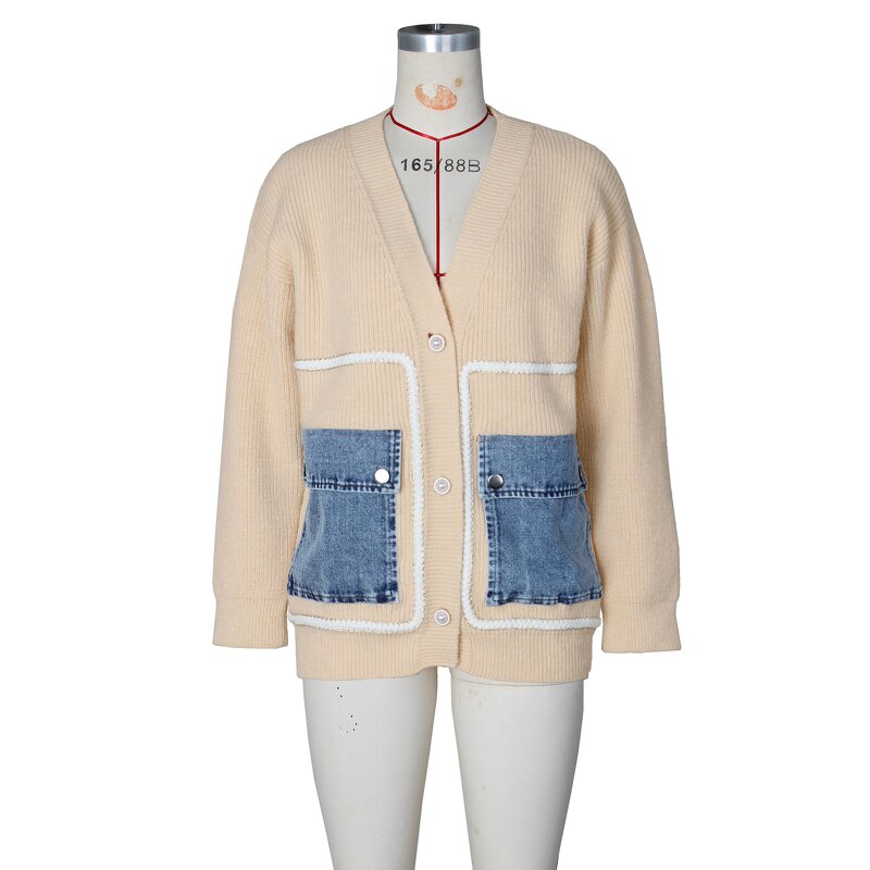 Cardigan Sweater Manufacturer - Custom Patchwork Slim Fit Button Up Sweater