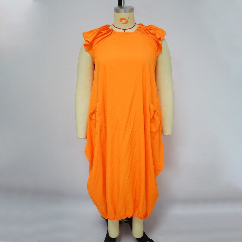 Plus Size Maxi Dress Manufacturer - Wholesale Loose Casual O Neck Pocket Dress