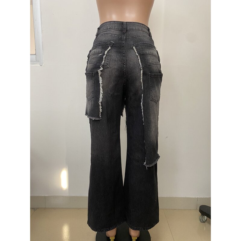 Women Jeans Manufacturer - Wholesale Hip Hop Ripped Stretch Straight Jeans