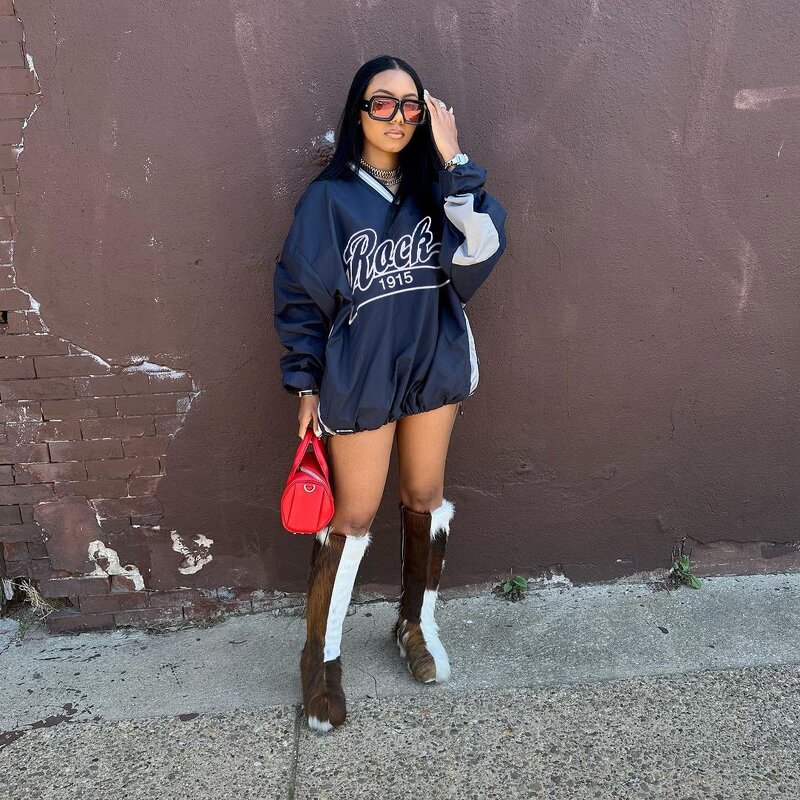 Women T-shirt Dress Manufacturer - Custom Long Sleeve Letter Print Streetwear Dress