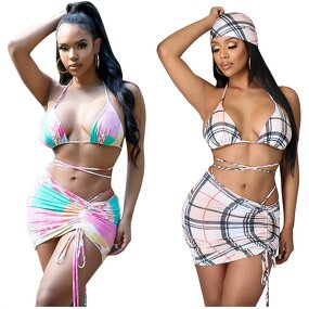 Bikini Set Manufacturer - Custom Brazilian Halter Swimwear 3 Pieces Set