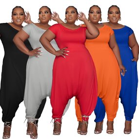 Plus Size Jumpsuit Manufacturer - Wholesale Wide Leg Romper Bodysuit 4XL