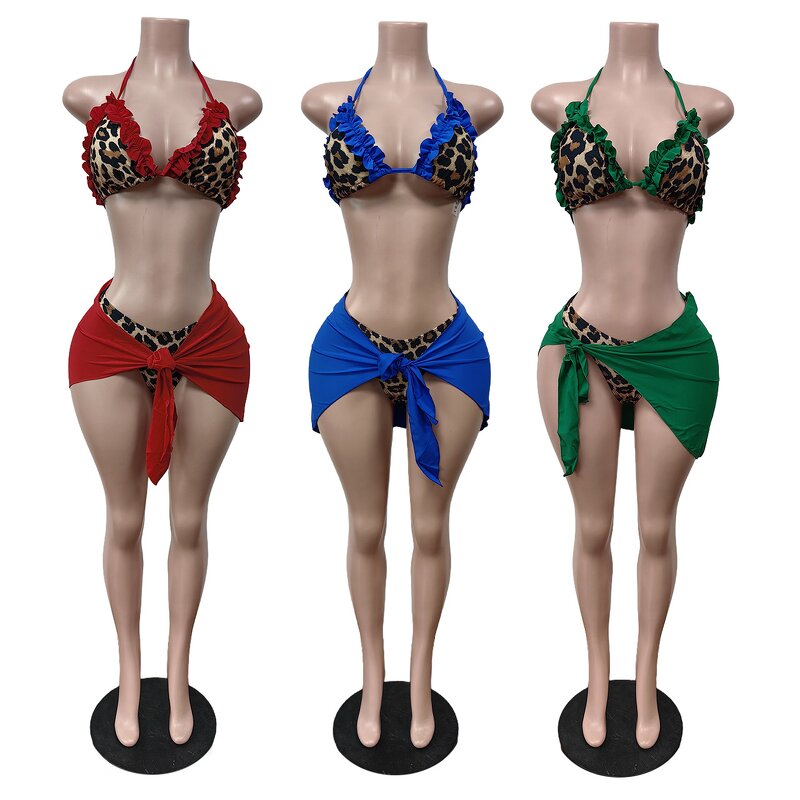 Bikini Set Manufacturer - 2025 Summer Halter Bikini Swim Shorts 3 Piece Set