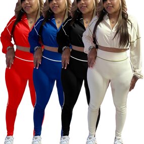 Women Tracksuit Manufacturer - Wholesale Custom Logo Cropped Zip Jacket Set