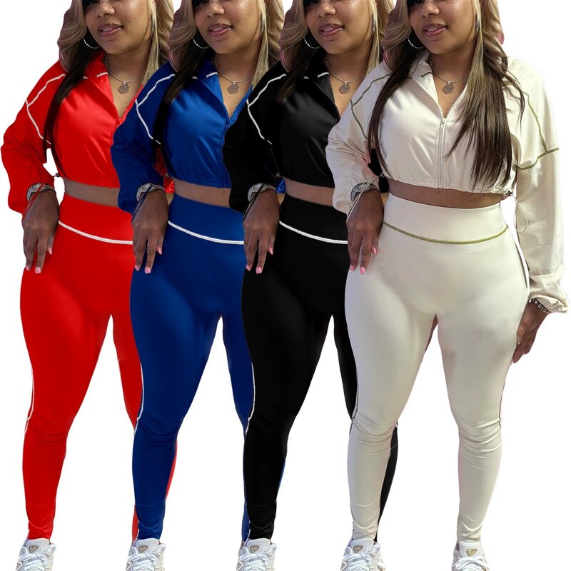 Women Tracksuit Manufacturer - Wholesale Custom Logo Cropped Zip Jacket Set