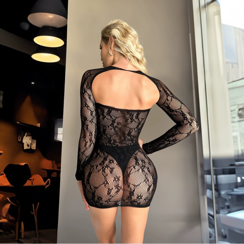 Lingerie Set Manufacturer - Women Transparent Lace Trim Floral Valentines Set