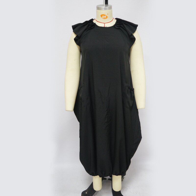 Plus Size Maxi Dress Manufacturer - Wholesale Loose Casual O Neck Pocket Dress