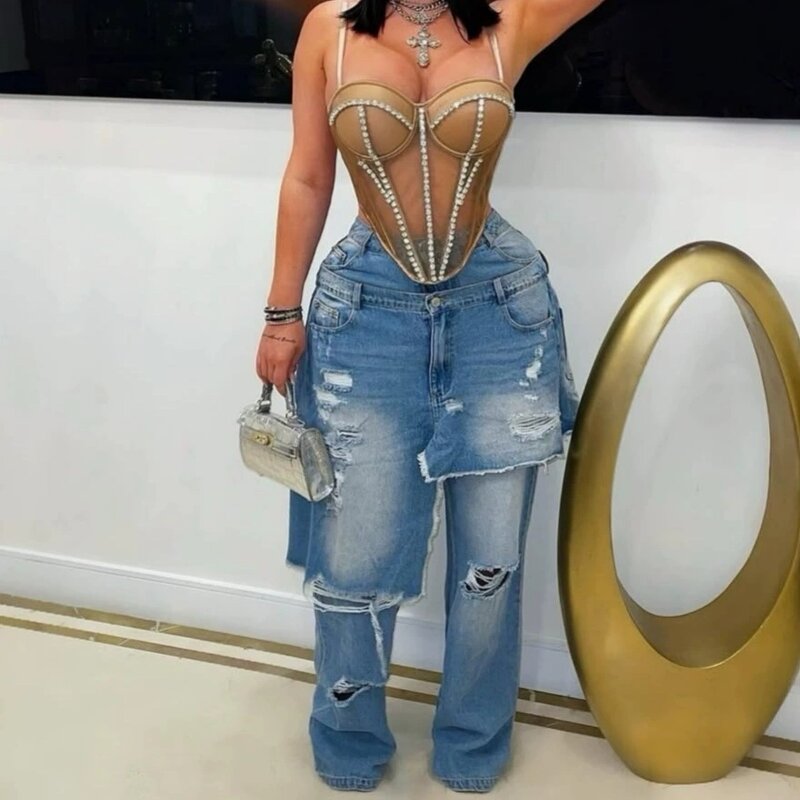 Women Jeans Manufacturer - Wholesale Hip Hop Ripped Stretch Straight Jeans