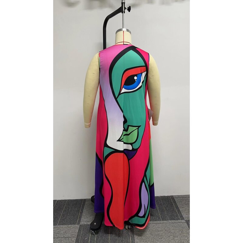 Plus Size Maxi Dress Manufacturer - Wholesale Colorful Printed Sleeveless Dress