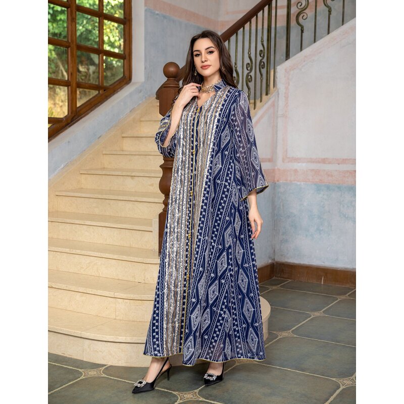 Abaya Dress Manufacturer - Custom Sequin Embroidery Ramadan Eid Jalabiya