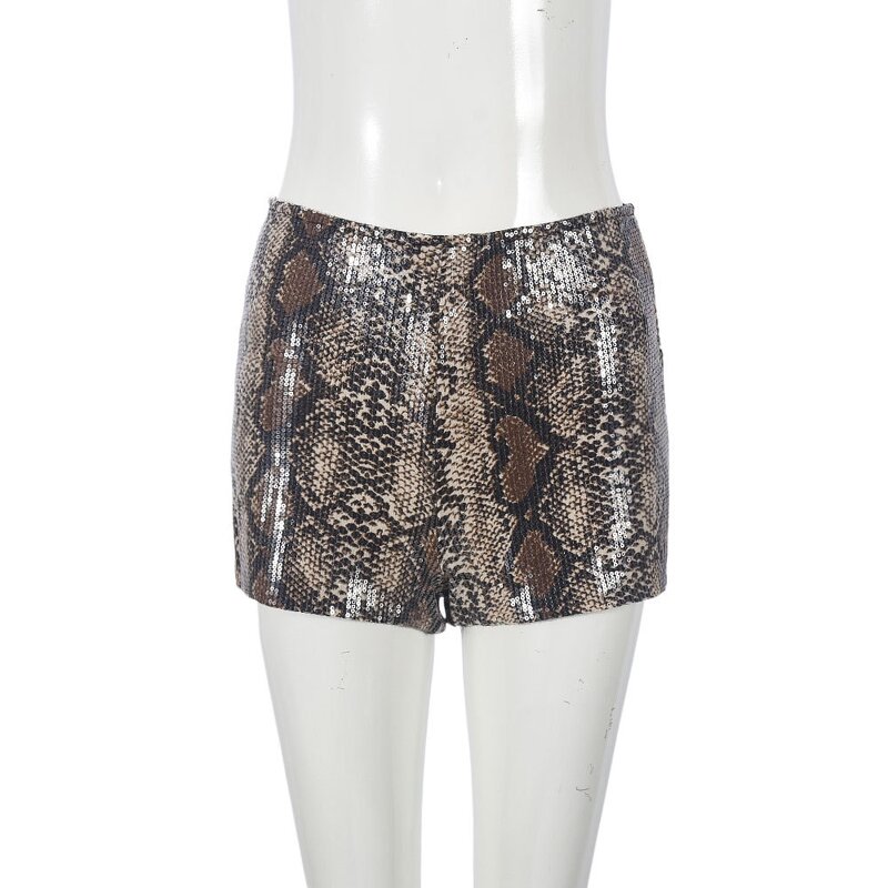 Women Shorts Manufacturer - Custom Animal Leopard Print Sequined Bum Shorts