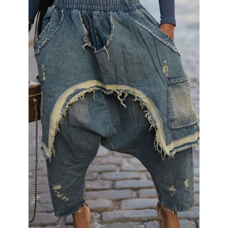 Women Pants Manufacturer - Wholesale Distressed Ripped Leopard Harem Pants