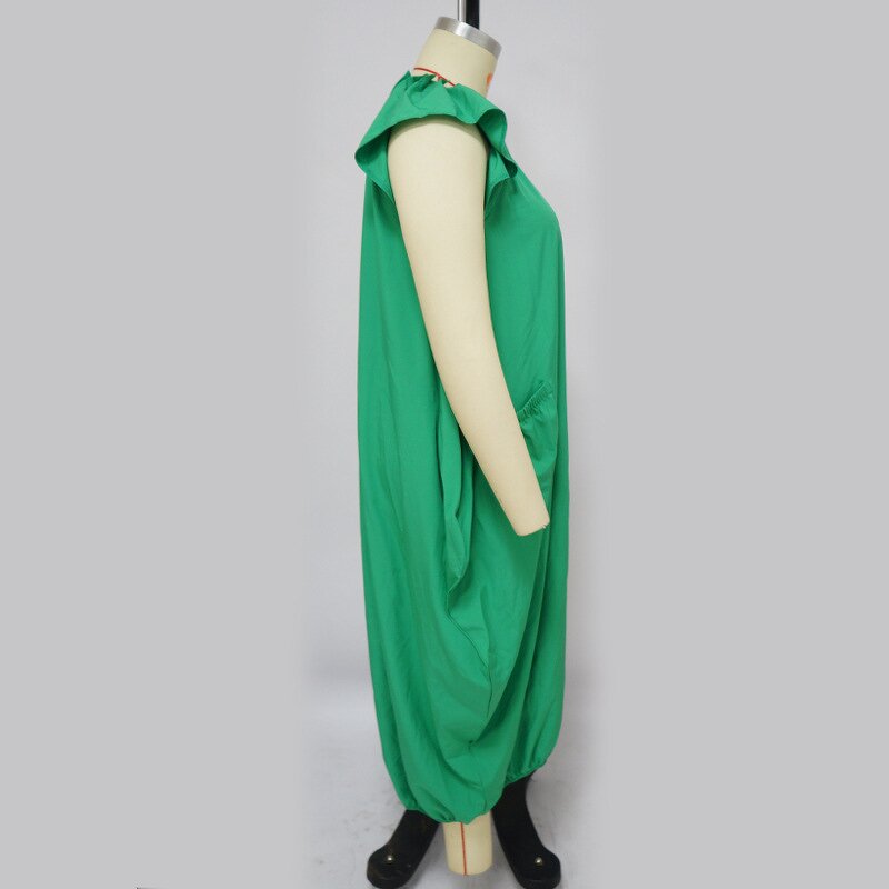 Plus Size Maxi Dress Manufacturer - Wholesale Loose Casual O Neck Pocket Dress