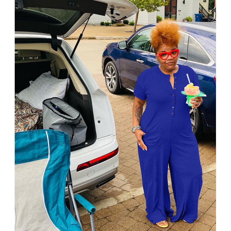 Plus Size Jumpsuit Manufacturer - Wholesale Casual Solid Jumpsuit with Pocket