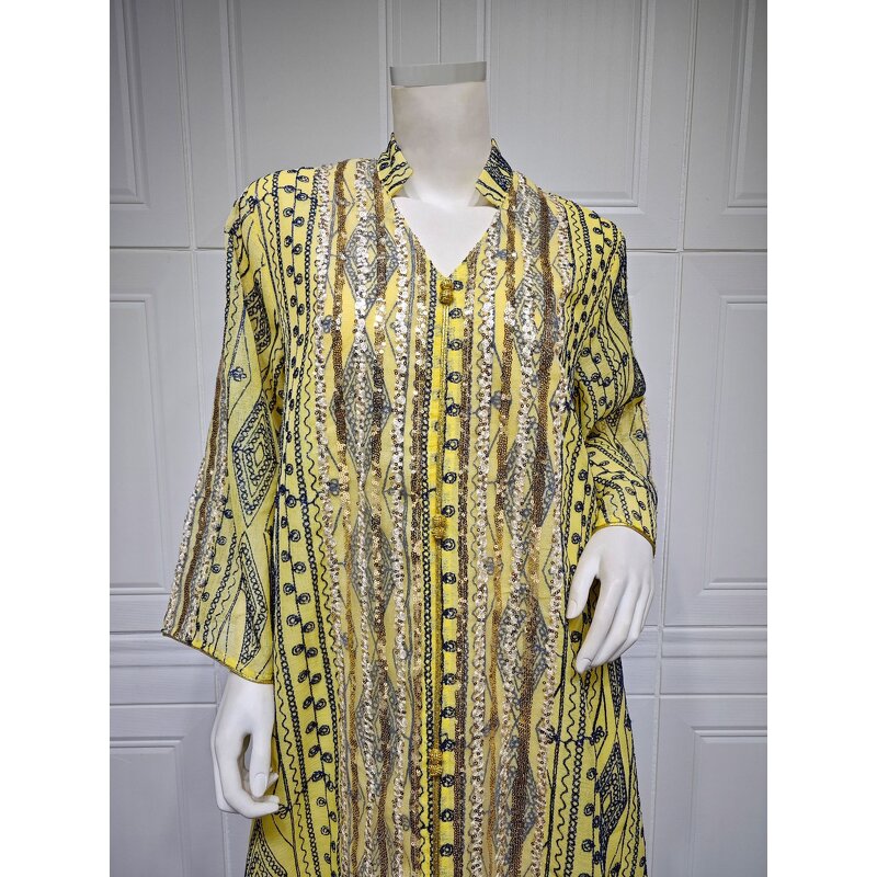 Abaya Dress Manufacturer - Custom Sequin Embroidery Ramadan Eid Jalabiya