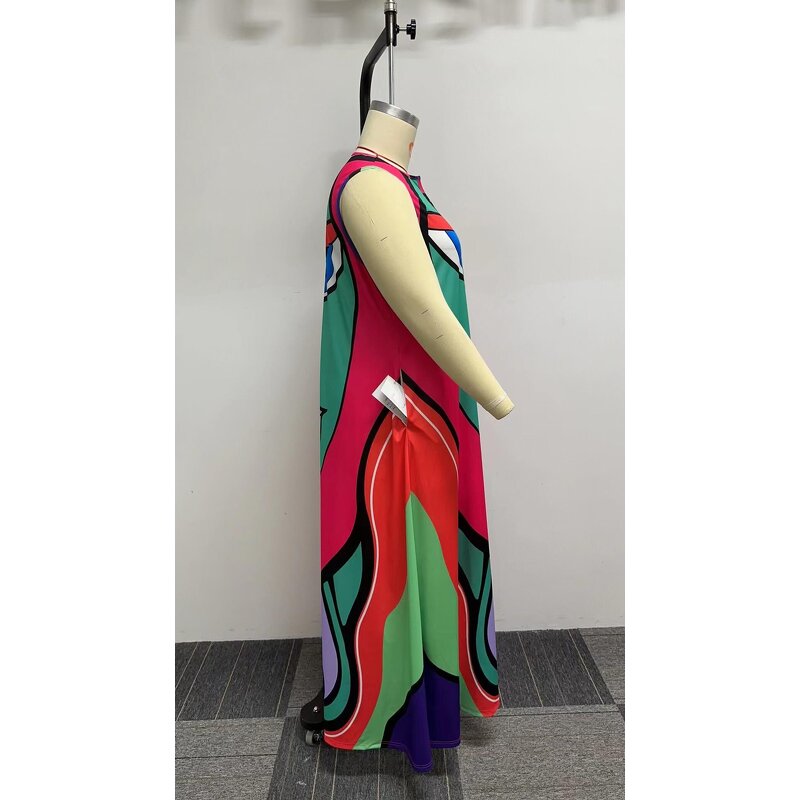 Plus Size Maxi Dress Manufacturer - Wholesale Colorful Printed Sleeveless Dress