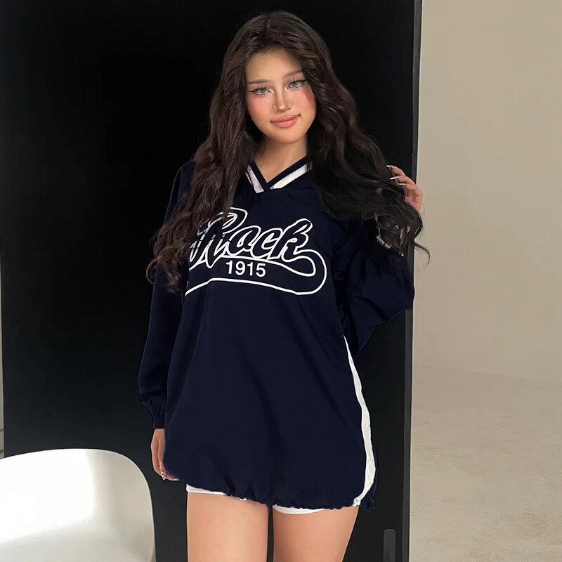 Women T-shirt Dress Manufacturer - Custom Long Sleeve Letter Print Streetwear Dress