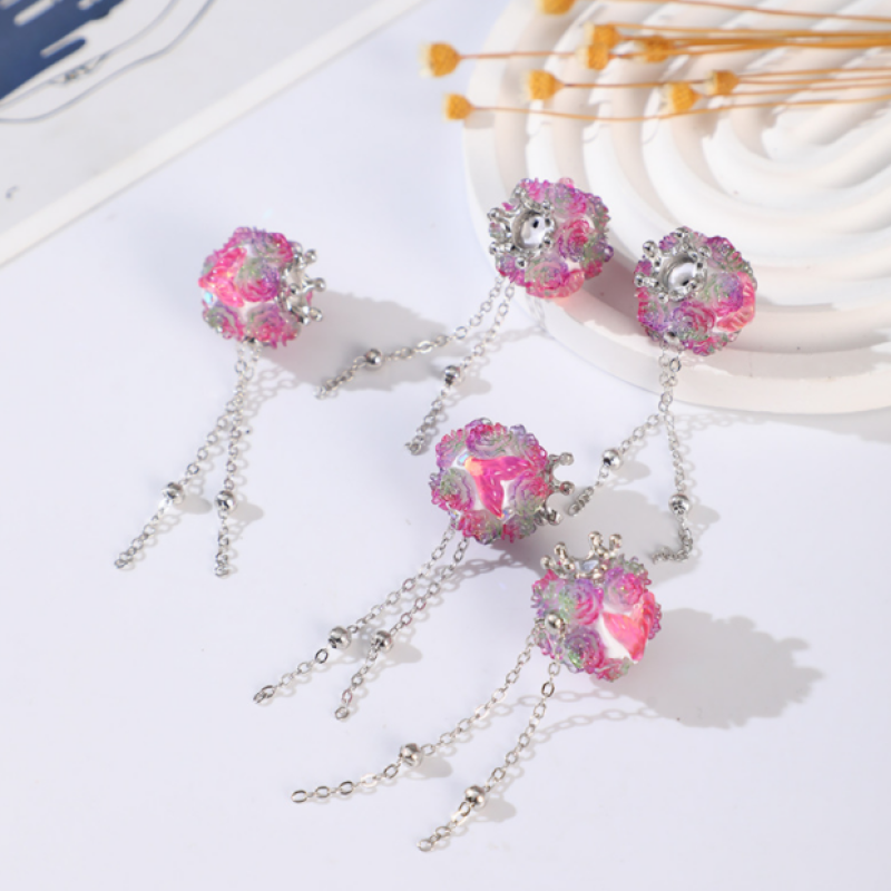 Mermaid Tail Crown Flower Beads for DIY Pen Polymer Clay Rhinestone Ball Beads for DIY Phone Handbag Chain Jewlery Making