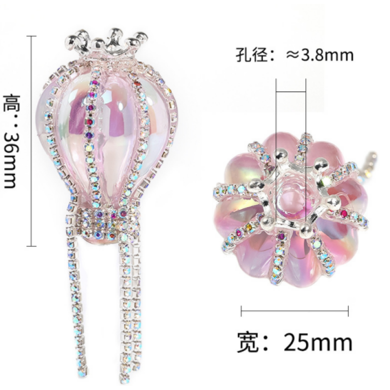 Handmade Rhinestone Chain Balloon UV Plated Acrylic Beads for Pen DIY Phone Chain Jewelry Making Accessories