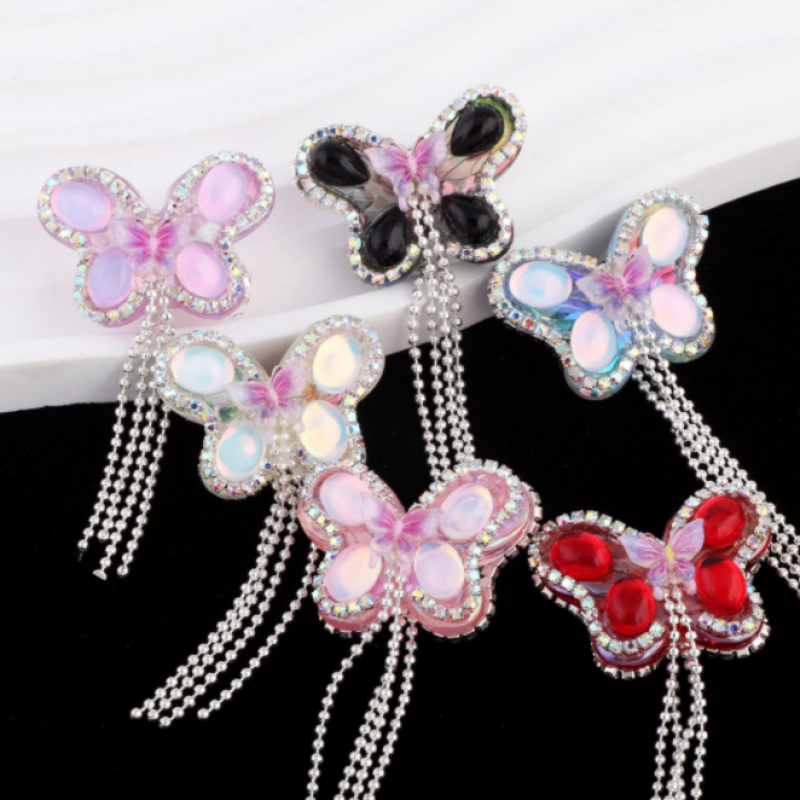 Mocha Diamond Tassel Butterfly Rhinestone DIY Beads for Pen Necklace Keychain Accessories Jewlery Making