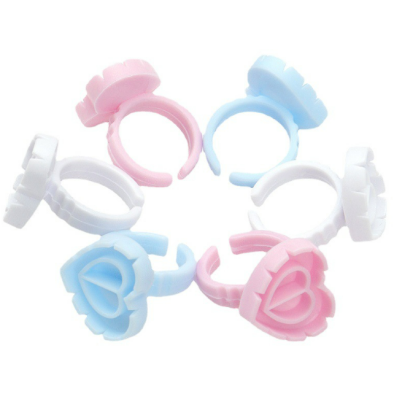 100pcs Per Pack Eyelash Glue Holder Disposable Heart Shape Glue Ring Volume Ring Eyelash Extension Tools