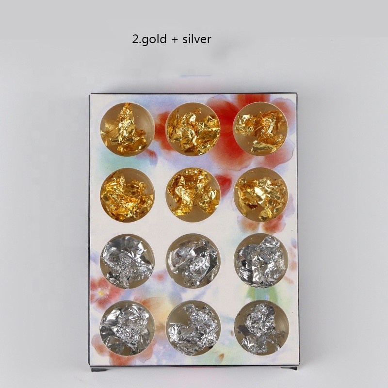 Wholesale Nail Colorful Gold Foil Flakes for Nail Art Design Aluminum Foil Platinum Nail Charms