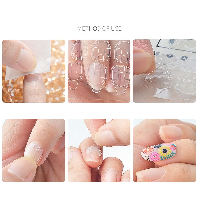 Wholesale 24 Tips/sheet Double-sided Adhesive Nail Stickers False Nail Tape Transparent Invisible Jelly Glue Stickers Supplier
