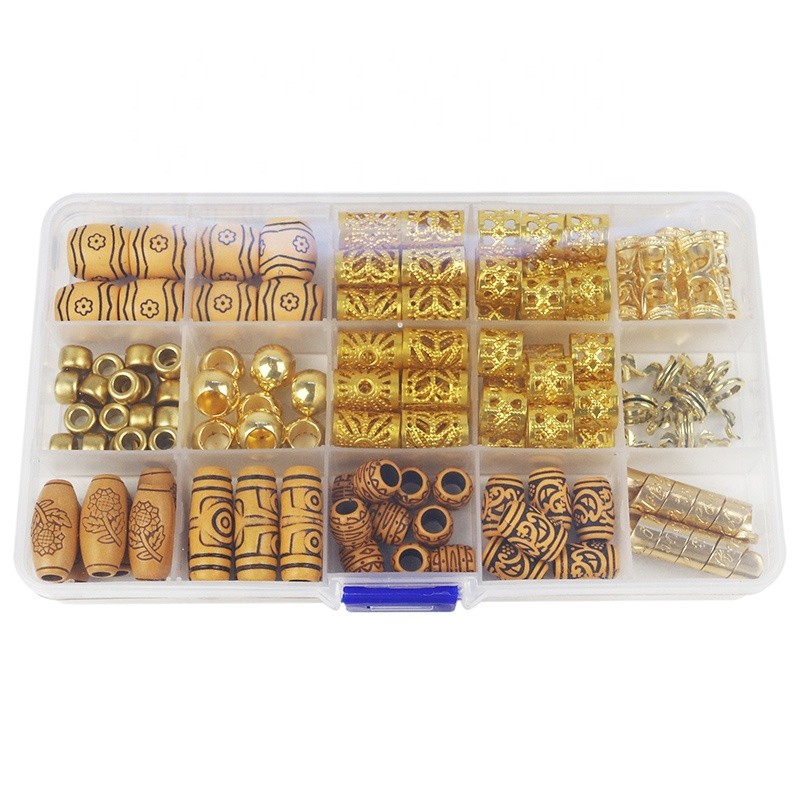 New 124pcs Braiding Hair Rings Jewelry for Braiding Hair Dreadlock Jewelry Hair Beads Braid Accessories