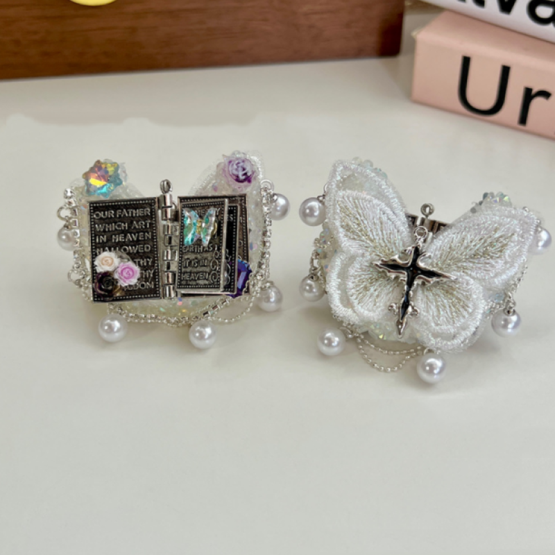 Pagable Bible Book Butterfly Charm Handmade Rhinestone Beads for Pen DIY Beads Phone Chain Pendant Jewelry Making