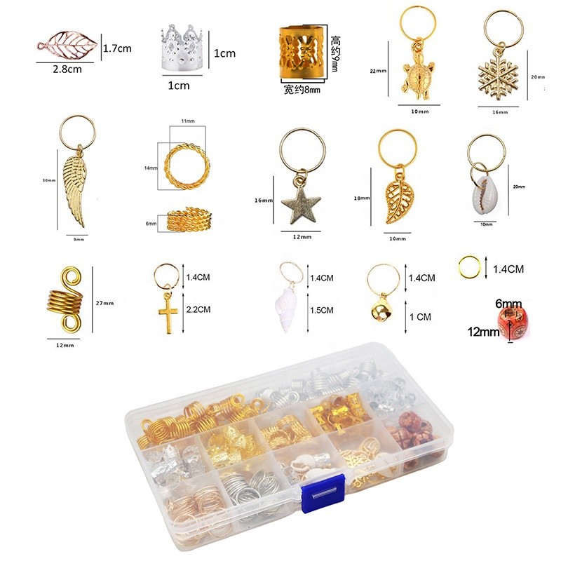 Wholesale Braiding Hair Rings 20 Style Mixed Jewelry for Braiding Hair Dreadlock Jewelry Hair Beads Braid Accessories