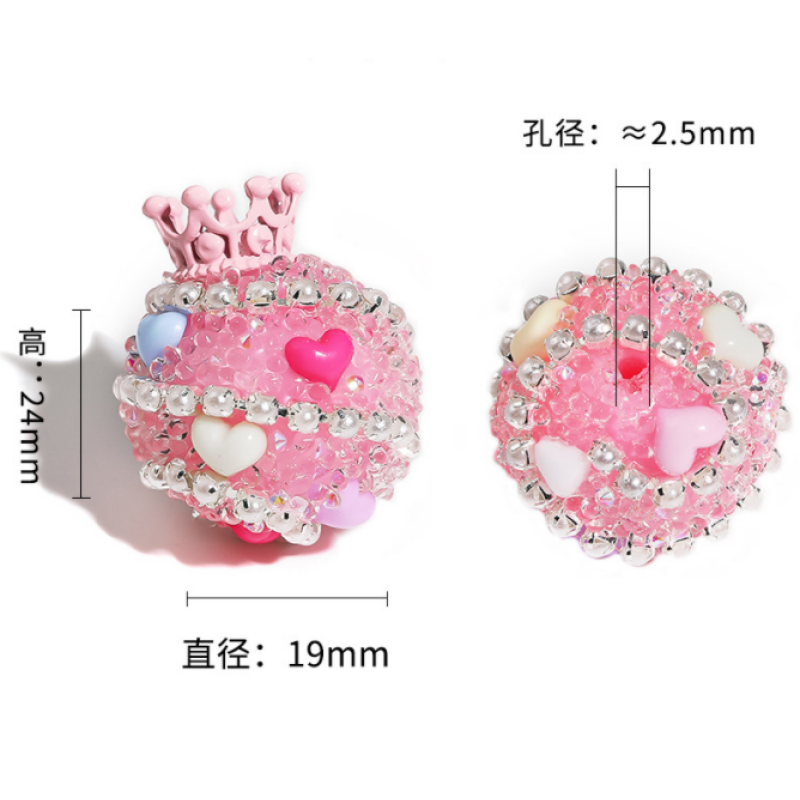 Crown Sugar Ball Beads for DIY Beaded Pen Rhinestone Beads with Pearl for Jewelry Making