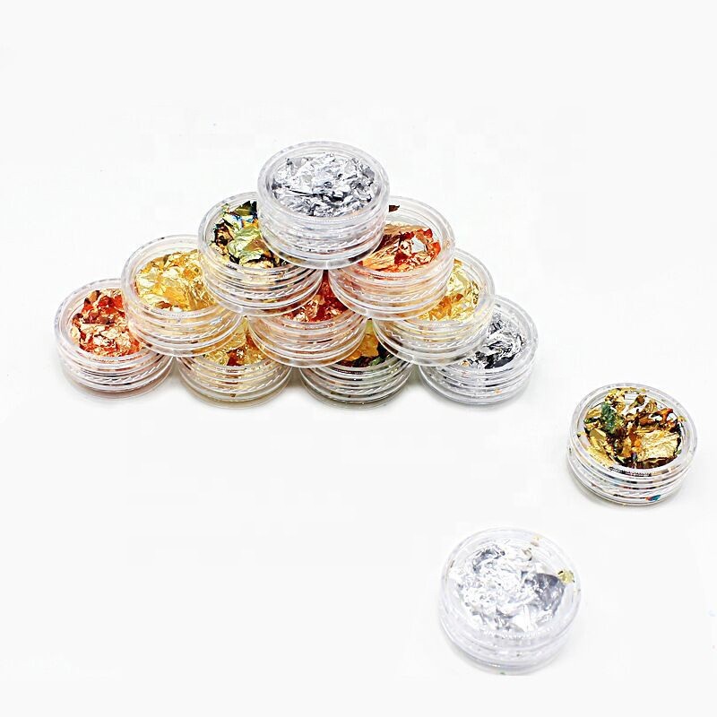 Wholesale Nail Colorful Gold Foil Flakes for Nail Art Design Aluminum Foil Platinum Nail Charms