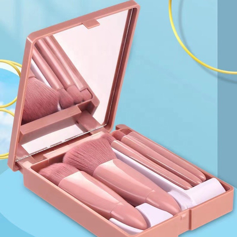 Wholesale Mini Portable Makeup Brush Set with Mirror Travel Makeup Tools Blush Brush Private Label