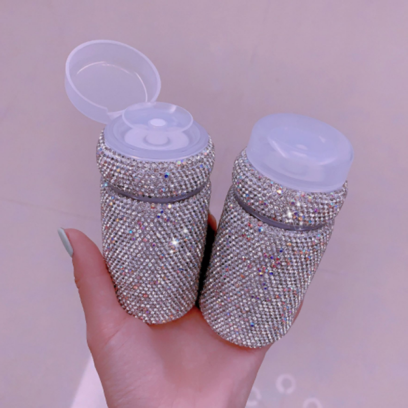 Bling Diamond Empty Makeup Cleanser Liquid Bottle Luxury Shiny Rhinestone Travel Bottle 100ml