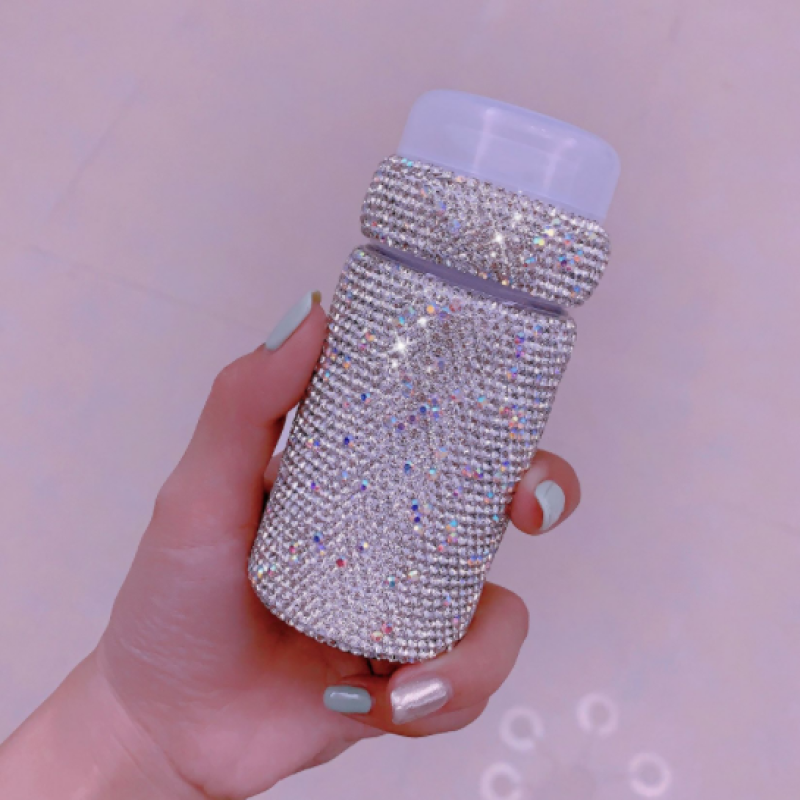 Bling Diamond Empty Makeup Cleanser Liquid Bottle Luxury Shiny Rhinestone Travel Bottle 100ml