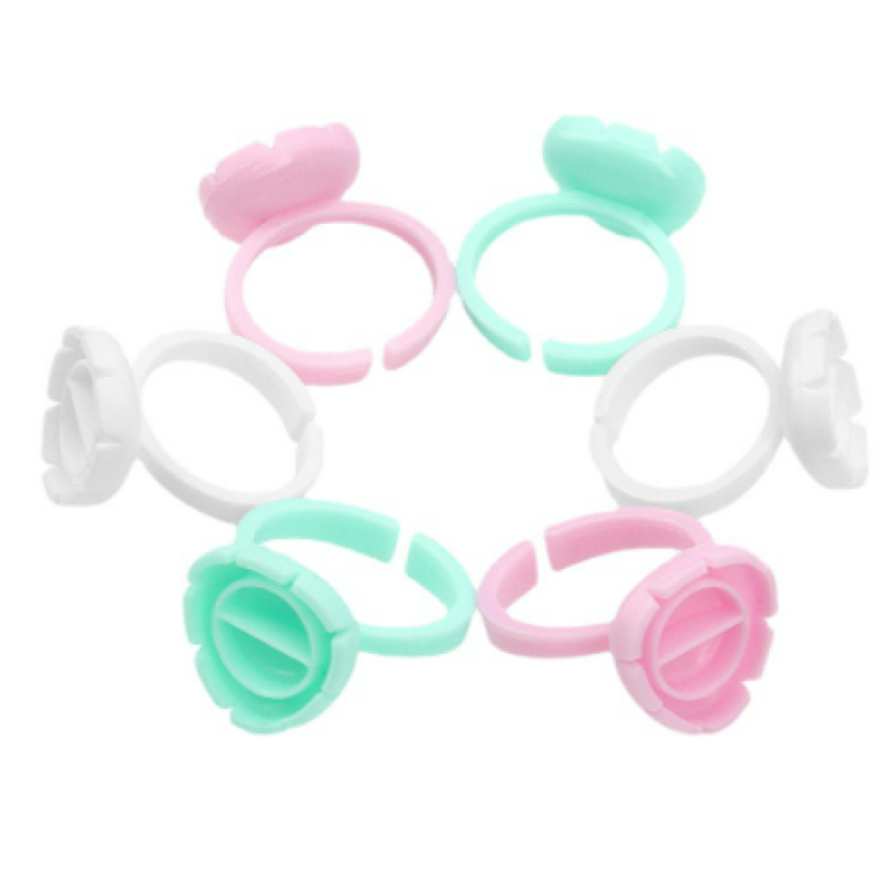 100pcs Per Pack Eyelash Glue Holder Disposable Heart Shape Glue Ring Volume Ring Eyelash Extension Tools