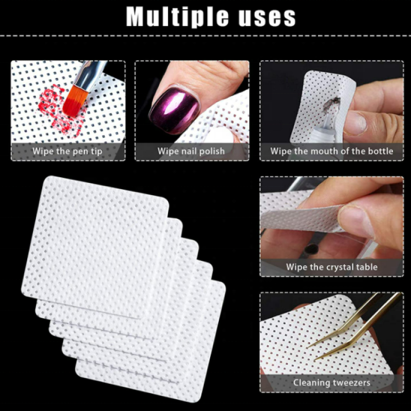 200 Pcs New Color Private Label Purple Black Green Pink  Nail Lint Free Wipes Custom Nail Polish Removal Wipes