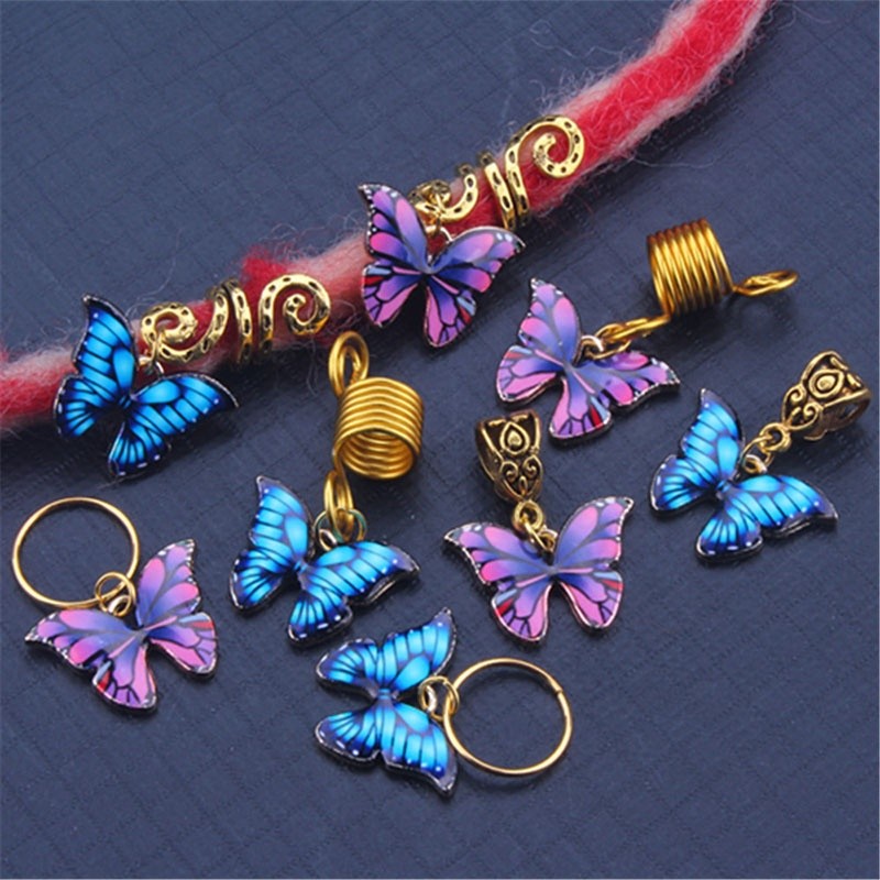 Wholesale Fashion butterfly Hair Beads Braid Locs Hair Accessories Jewelry for Dreadlocks Cuffs Charms