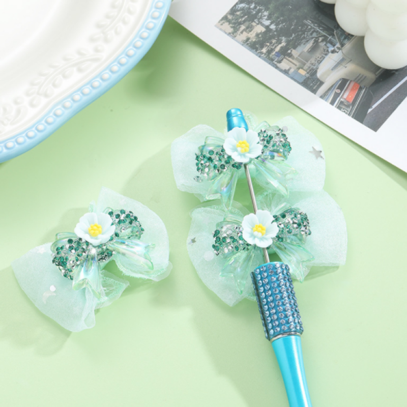1pc Lace Bowknot Luxury Rhinestone Flower DIY Beads for Pen Phone Chain
