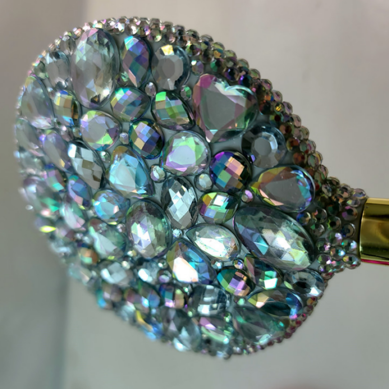 Luxury Rhinestone Makeup Mirror Shiny Diamond Cosmetic Mirror Beauty Salon Eyelash Princess Handheld Mirror
