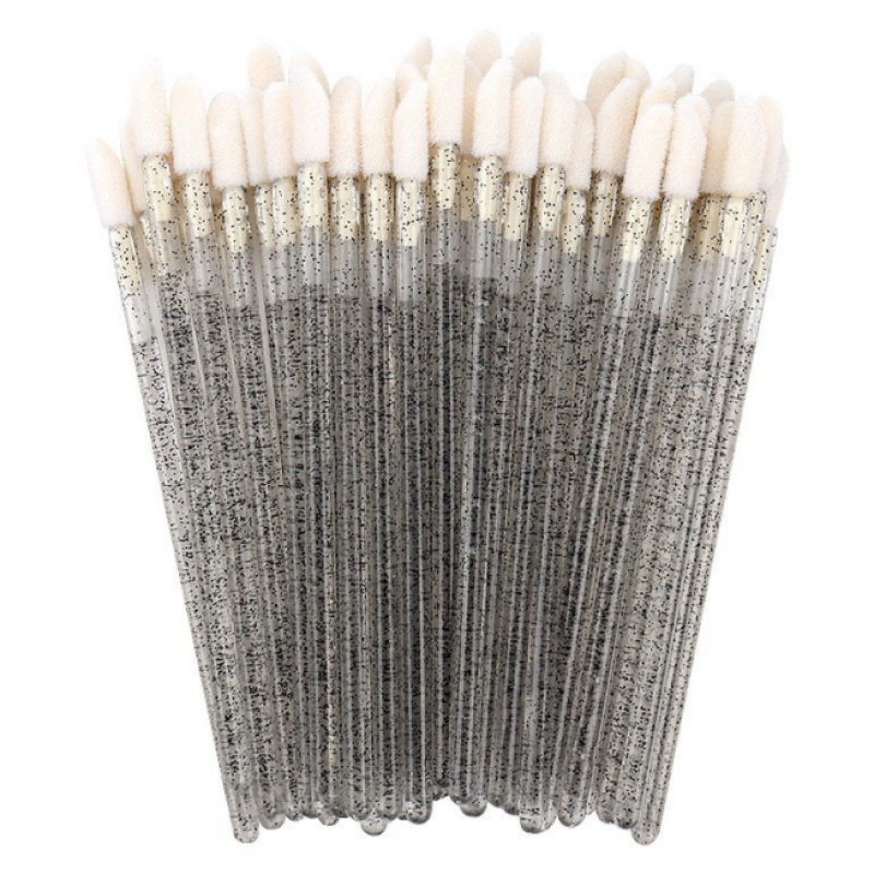 Disposable Glitter Lip Wand Mini Makeup Lip Brush Lash Tool Flocked Lip Gloss Wand Lash Cleaning Brush