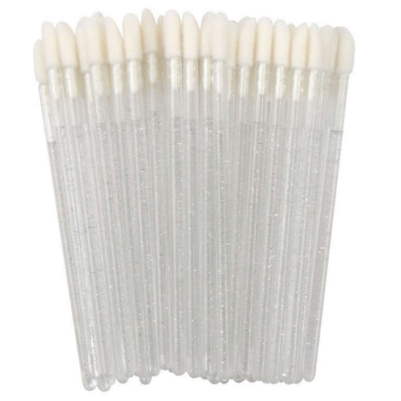 Disposable Glitter Lip Wand Mini Makeup Lip Brush Lash Tool Flocked Lip Gloss Wand Lash Cleaning Brush