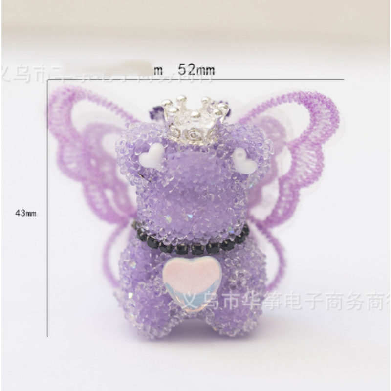 Crown Sugar Bear Beads Butterfly Angel Wings Rhinestone Bubblegum Beads for DIY Pen Chain Jewlery Making Accessories