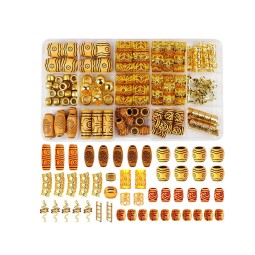New 124pcs Braiding Hair Rings Jewelry for Braiding Hair Dreadlock Jewelry Hair Beads Braid Accessories
