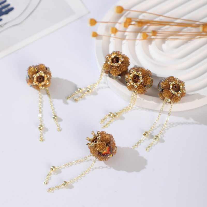 Mermaid Tail Crown Flower Beads for DIY Pen Polymer Clay Rhinestone Ball Beads for DIY Phone Handbag Chain Jewlery Making