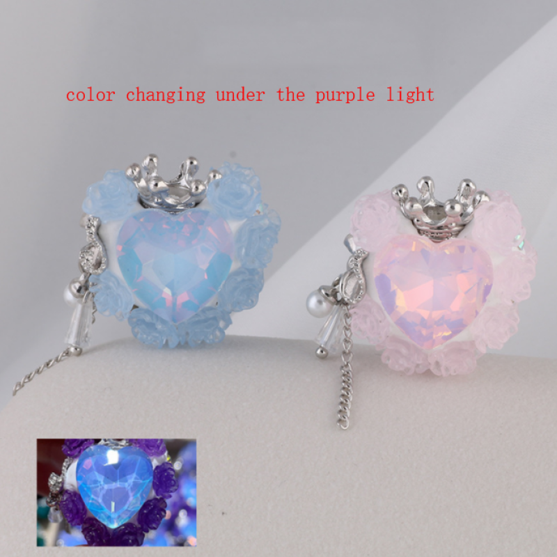 Color Changing Beads Heart Rhinestone Zircon Crown DIY Bead for Pen Necklace Chain Making Accessories