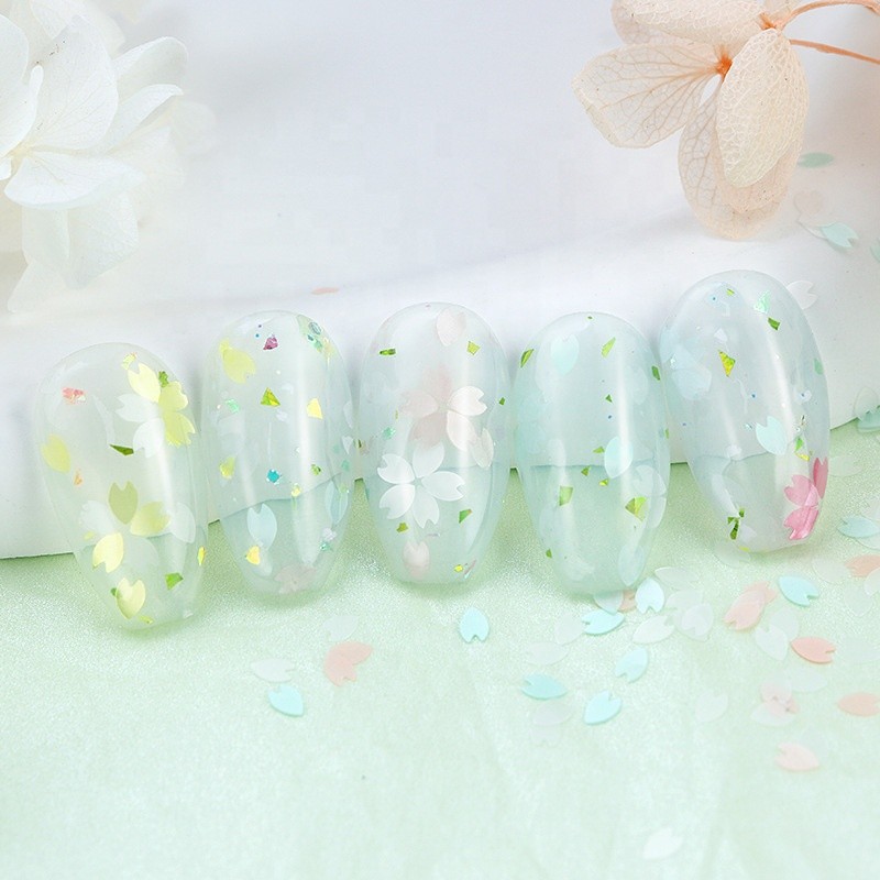 2023 New Sakura Design Nail Art Glitter Shiny Sequins Sticker for Nail Art Decoration  Eyelash Decal