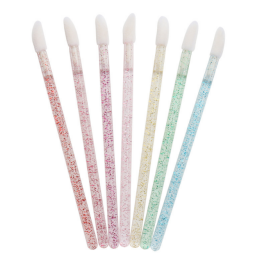 Disposable Glitter Lip Wand Mini Makeup Lip Brush Lash Tool Flocked Lip Gloss Wand Lash Cleaning Brush